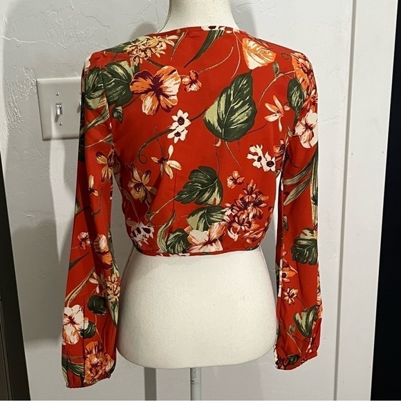 American Rag Tropical Print Tie Front Crop Top XS - Picture 6 of 13